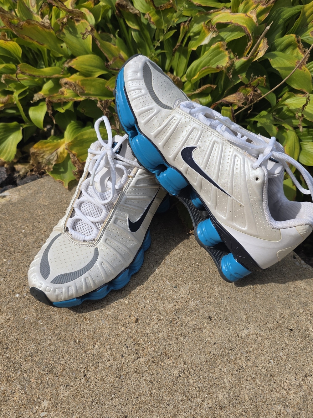 Nike Mens White & Blue Running Shoes